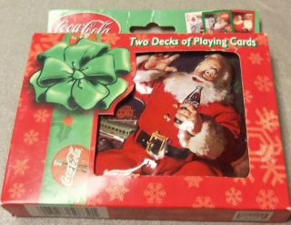 NIP Two Decks of Coca Cola Playing Cards by Bicycle in Christmas