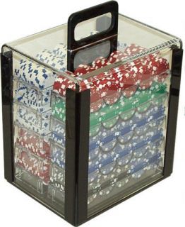 1000 Dice Striped 11 5 Gram Poker Chips w Cage Carrier