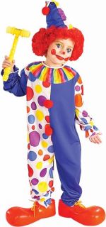 Childs Clown Costume includes Blue and Multi Colored Polka Dot