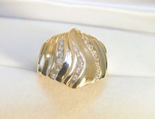 14K Yellow Gold 0.50TDW 18 Diamond Wave Ring