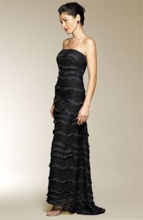 Bari Jay Long Strapless Gown with Ruffles