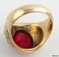Vintage High Point College Syn Red Spinel Mens Class Ring 10K Yellow