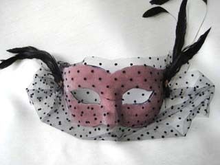  SI Lucia Columbina Velvet with Plume Pink Mask