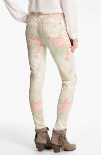 Fire Photo Floral Print Skinny Jeans (Juniors)
