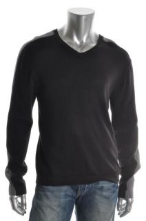 Kenneth Cole New Black Long Sleeve V Neck Ribbed Pullover Sweater