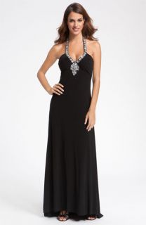 Betsey & Adam Jeweled Jersey Gown
