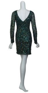  Fully Sequins Hunter Green Long Sleeve Cocktail Dress 10 New