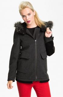 Kristen Blake Wool Blend Jacket with Faux Fur Trim