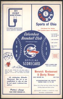1968 Columbus Jets V Richmond Braves BB Scorecard