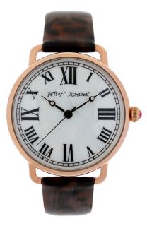 Betsey Johnson Round Dial Leather Strap Watch