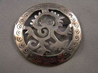 Vintage Large Taxco Mexico Sterling Silver Pin Pendant