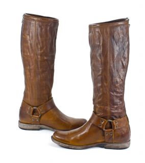  Womens Phillip Harness Leather Cognac Brown Tall Boot 8 New