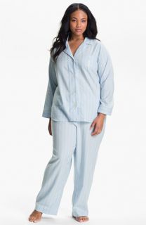 Lauren Ralph Lauren Sleepwear Stripe Brushed Twill Pajamas (Plus)
