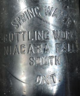 Clear Glass Bottle SPRING WATER BOTTLING WORKS NIAGARA FALLS SOUTH