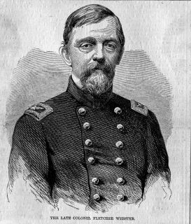 ANTIQUE PORTRAIT COL FLETCHER WEBSTER, Twelfth Massachusetts Regiment