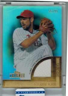 2012 Topps Tribute Cliff Lee Game Worn Jersey Refractor 55 99 Encased