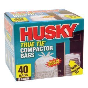 Trash Bags Husky HK18WC040W 18 Gallon True Tie Compactor Bags 40 Count