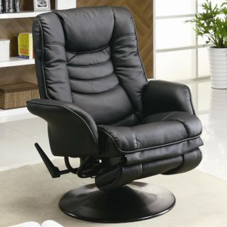 Deluxe Black Leatherette Swivel Chaise Wall Hugger Recliner by Coaster
