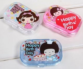 Pink Color Birthday Contact Lenses Case Holder Box