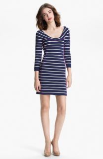 Jessica Simpson Contrast Trim Stripe Knit Sheath Dress
