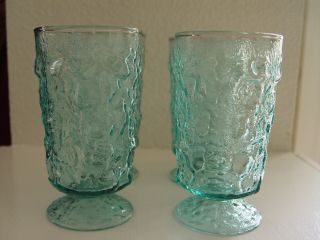 Vintage Footed Aqua Colored Beverage Glasses 4