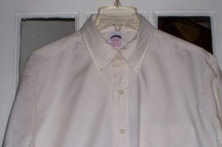 Brooks Brothers Mens Shirt Trad Fit Ivory Oxford Small Med Large EX