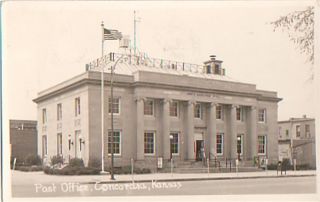1956 RPPC Post Office Concordia Kansas