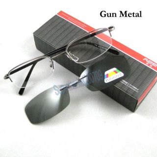 Gun Metal Monel Frame Magnetic Clip on Sunglasses Polarized Driving