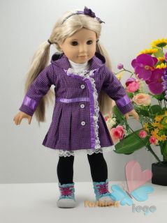 4pc Purple Doll Clothes Outfit for 18 American Girl New