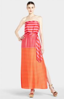 BCBGMAXAZRIA Stripe Strapless Maxi Dress