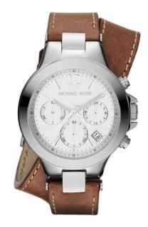 Michael Kors Peyton Double Wrap Leather Strap Watch