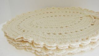 New Handmade Placemats Crochet Knit Cream Color Table Mat Placemat Set