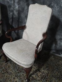 BEAUTIFUL PAIR QUEEN ANNE CLUB CHAIRS SOLID CHERRY ETHAN ALLEN WOW