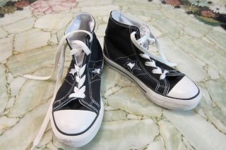 Converse Boys Black One Star High Hi Top Tennis Athletic Shoes Youth