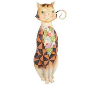 Jim Shore Heartwood Creek Garden Statue Checkered Cat —