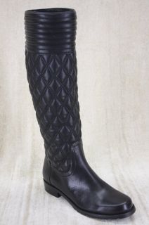 Stuart Weitzman Clute Black Quilted Leather Boots Size 5 $575 New Knee