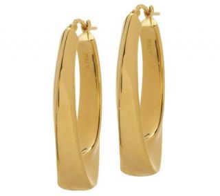 Veronese 18K Clad 1 1/2 Sculpted Oval Hoop Earrings —