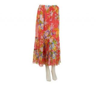 Linea by Louis DellOlio Floral Print Tiered Maxi Skirt —