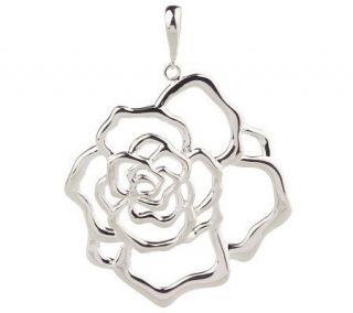 Sterling Large Open Rose Pendant —