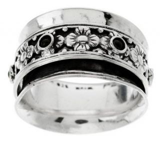 Or Paz Sterling Gemstone Floral Design Spinner Ring —