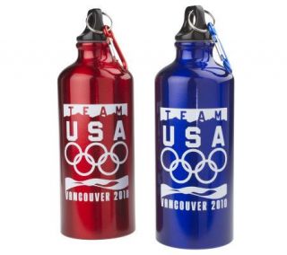 2010 Olympics Team USA S/2 Aluminum Water Bottles w/Carabineers
