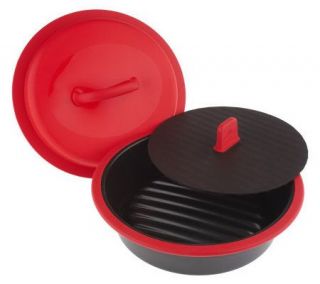 Prepology Round Microgrill Pan with Press and Steamer Lid —