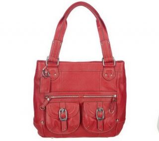 Tignanello Pebble Leather Double Strap Pocket Tote Bag —