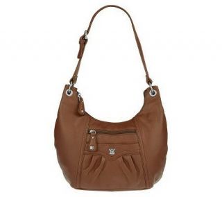 Stone Mountain Leather Ruched Front Hobo Bag —