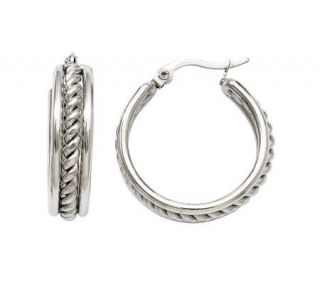 Steel by Design Twisted Middle Hoop Earrings —