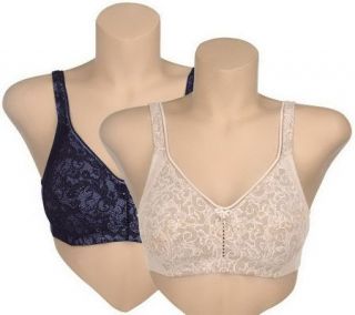 Breezies Set of 2 Lace Overlay Soft Cup Bras with UltimAir —