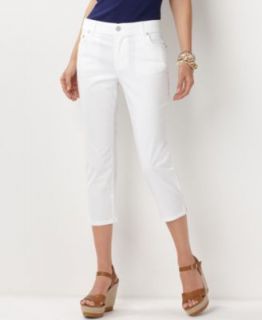Charter Club New White Flat Front Comfort Waist Cropped Pants Petites