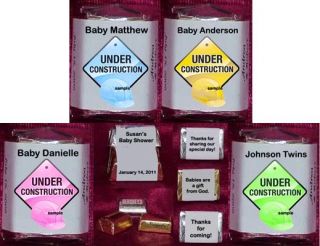 Under Construction Baby Shower Personalized Candy Wrappers Party