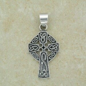 Irish Silver Celtic Cross with Link Knots Pendant   comes with 18
