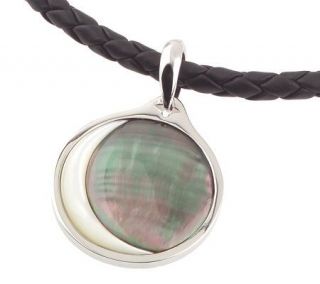   Mother of Pearl Moon Pendant with 17 inch Leather Cord —